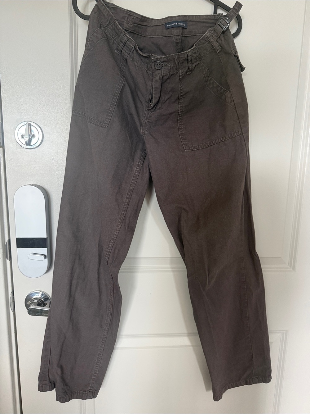Brandy Melville Women's Wide Leg Utility Pants in Dark Brown